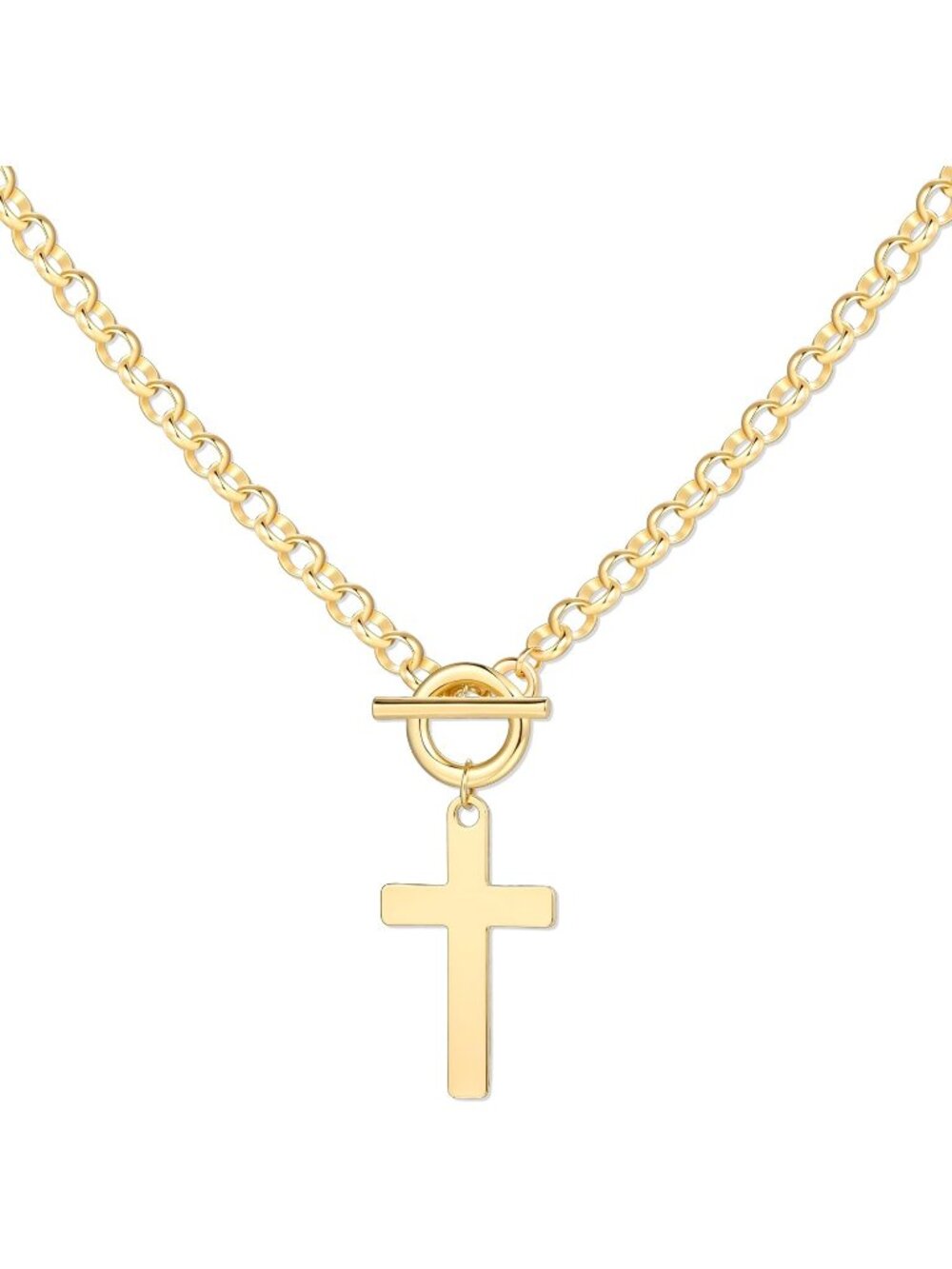 Women's Light Gold Chunky Pearl Layered Chain 14 Toggle Clasp Fashion Necklace